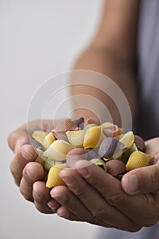 Uncooked conchiglie, italian seashell pasta