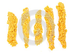 Uncooked cornflake crumbed chicken breast fillets