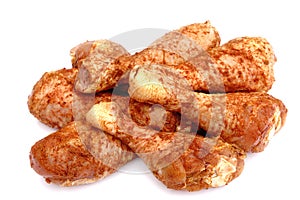 Uncooked Dry Rubbed Chicken Legs Isolated On White Background