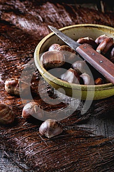 Uncooked edible chestnuts