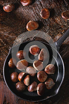 Uncooked edible chestnuts