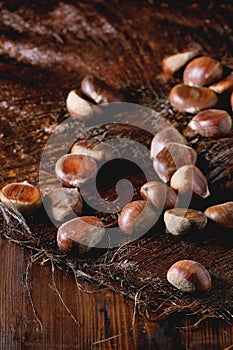 Uncooked edible chestnuts