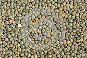 Uncooked green lentils background