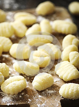 Uncooked homemade potato gnocchi