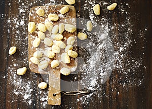 Uncooked homemade potato gnocchi