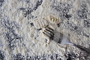 Uncooked homemade potato gnocchi