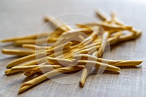 Uncooked Italian Fileja pasta