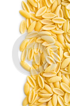 Uncooked italian pasta