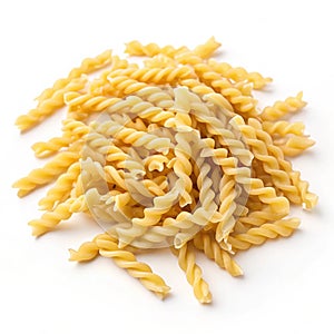 Uncooked Italian Pasta Trofie isolated on white background photo