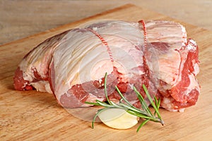 Uncooked lamb shoulder