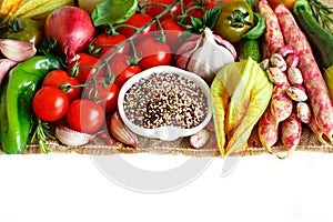 Uncooked mixed quinoa with vegetables