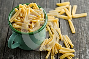 Uncooked pasta caserecce