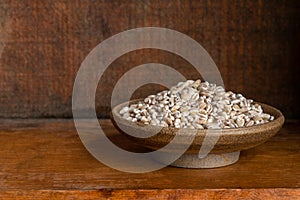 Uncooked Pearled Barley in a Bowl