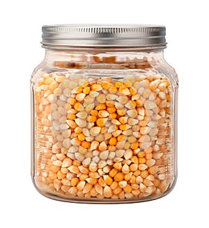 Uncooked Popcorn in a Glass Jar