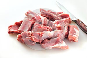 Uncooked pork ribs