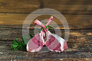 Uncooked rack of lamb with rosemary