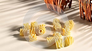 Uncooked radiatori pasta, featuring unique ruffled edges and compact shape resembles small radiators