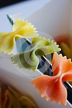 Uncooked rainbow farfalle