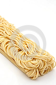 Uncooked ramen noodles closeup photo
