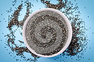 Uncooked raw Chia seeds in a bowl photo