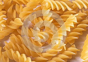 Uncooked raw italian pasta fusilli