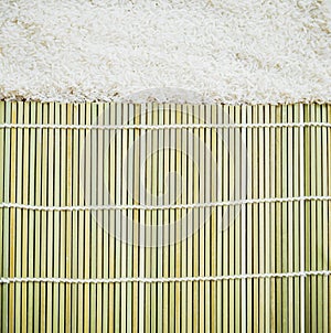 Uncooked rice and Platemat textures background