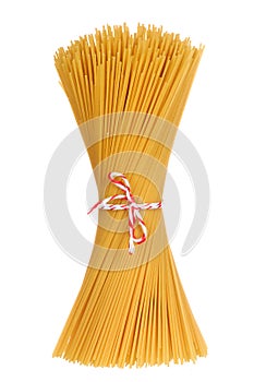 Uncooked spaghetti pasta isolated