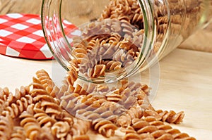 Uncooked spelt fusilli