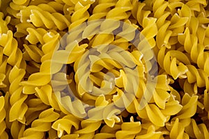 Uncooked Spiral Pasta Close Up View