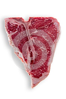 Uncooked T-Bone Steak on White Background photo