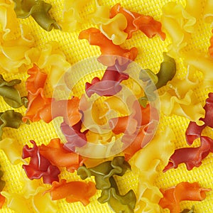 Uncooked vegetables gigli pasta