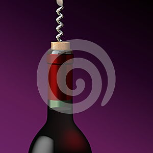 Uncork, bottle of red wine, shot-cap