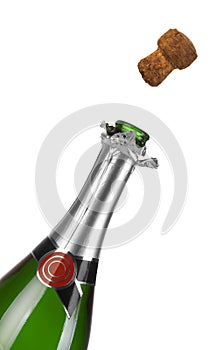 Uncorked bottle of champagne