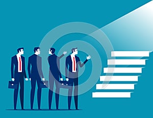 Uncover the stairs to a successful business. Business Opportunity vector illustration