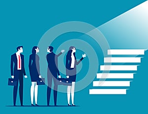 Uncover the stairs to a successful business. Business Opportunity vector illustration