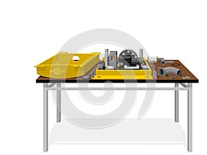 Uncovered machine on the table