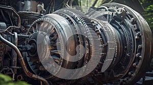 Uncovering the Mechanics of Flight - Jet Engine Inside Close-Up View, Generative AI