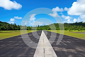 uncrowded airstrip on a remote tropical island photo