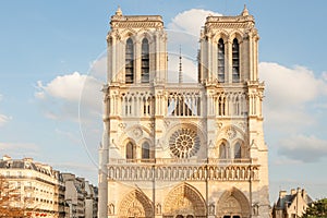 Undamaged facade of Notre Dame de Paris photo