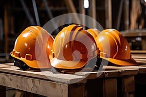 undamaged safety helmets in construction company