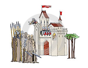 An undead army is besieging a medieval fortress.