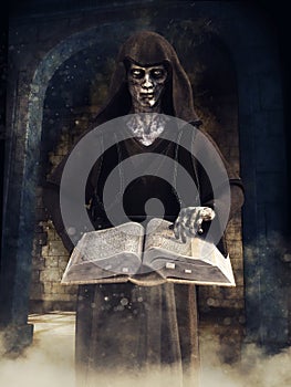 Undead wizard with a magic book