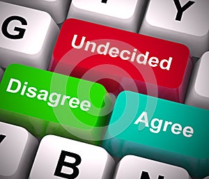 Undecided disagree agree means uncertain and doubtful - 3d illustration