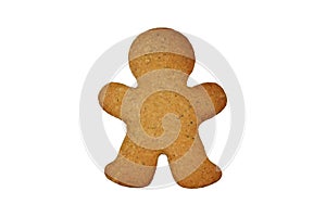 Undecorated gingerbread man isolated on white background