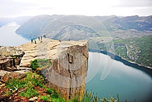 Undefined people at the top of Prekestolen