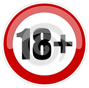 Under 18 not allowed sign. Number eighteen in red crossed circle.