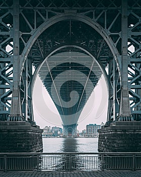 Under the arch of the Williamsburg Bridge, in the Lower East Side, Manhattan, New York City