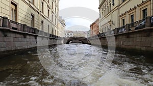 Under bridge passes ship channel - arch bridge structure