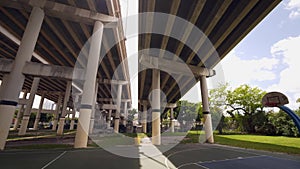 Under bridges motion footage Jose Marti Park Miami