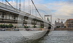 Under the Budapest Elisabeth bridge on the Danube river